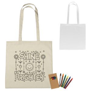 100% Cotton Colouring Tote Bag With Crayons