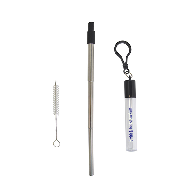 Collapsible Stainless Steel Straw Set in Container