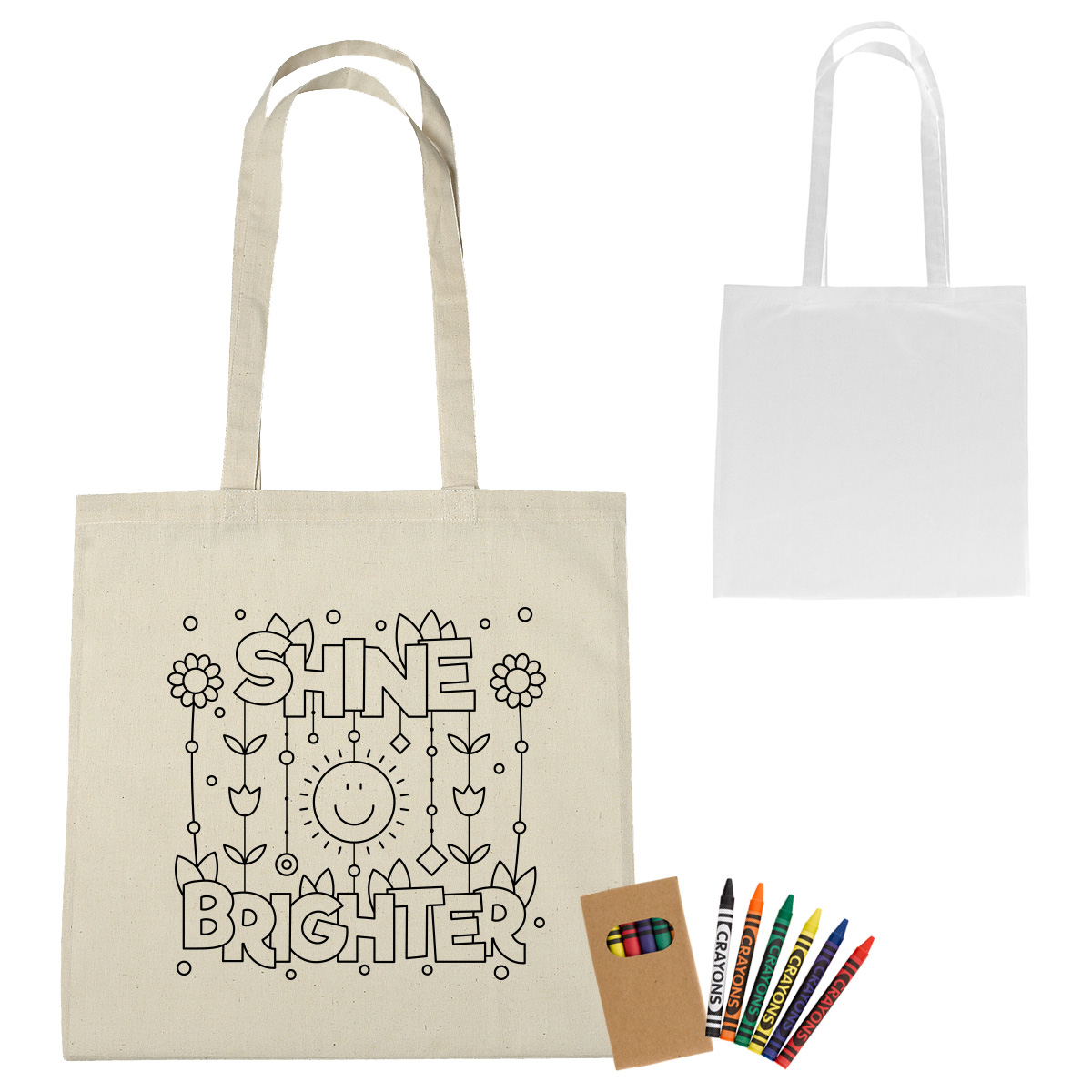 100% Cotton Colouring Tote Bag With Crayons