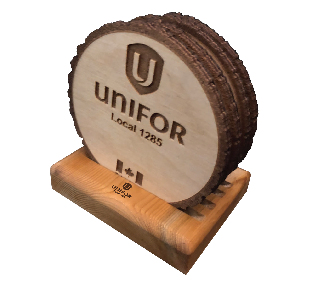 Live Edge Look Coasters – Set of 4 w Stand