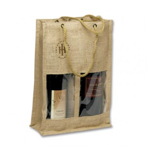 Jute Wine Tote – Double
